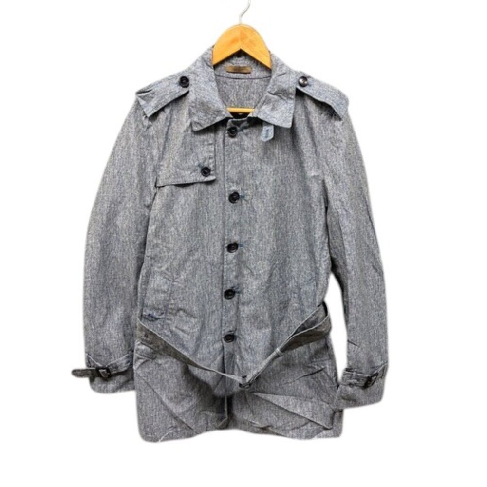 Fradi Men’s Belted Trench‎ Coat Size 48(M) Blue Gray Lightweight Jacket